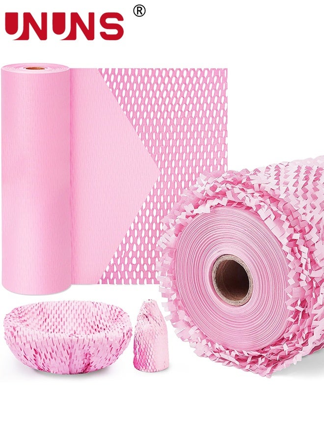 UNUNS Honeycomb Packing Paper,38cm x 20m Sustainable Alternative To Bubble Wrap For Moving Shipping Packing Roll,Eco Friendly Bubble Wrap Alternative Roll Kraft Paper Packing,Pink - Image 1